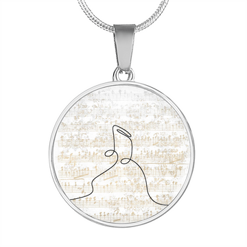 Music Notes Sheet Music | Circle Pendant Necklace | Gift for Musician