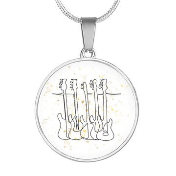 Bass Guitars Music Notes | Circle Pendant Necklace | Gift for Bass Guitarist