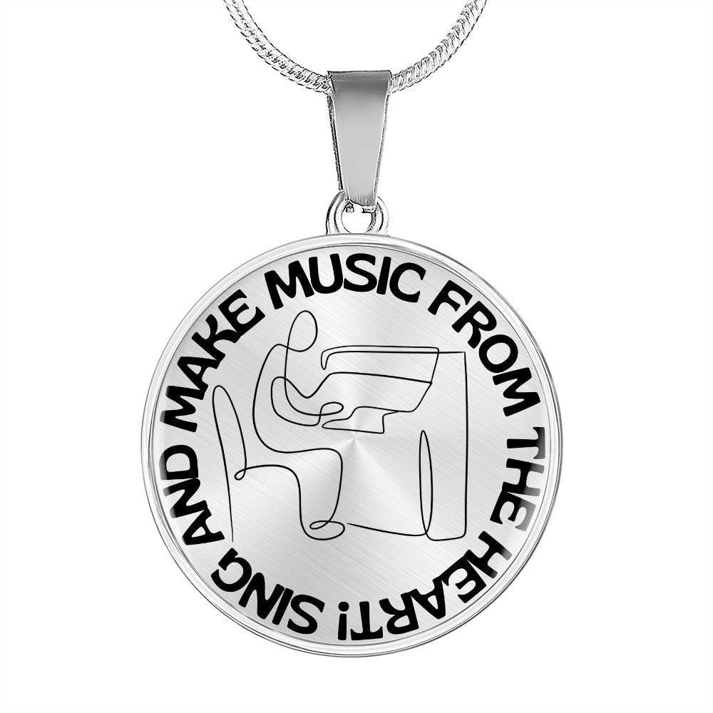 Sing & Make Music From The Heart | Piano | Necklace Circle Pendant