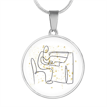 Piano Gold Stars | Circle Pendant Necklace | Gift for Pianist