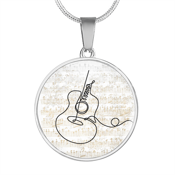 Acoustic Guitar Sheet Music | Circle Pendant Necklace | Gift for Guitarist