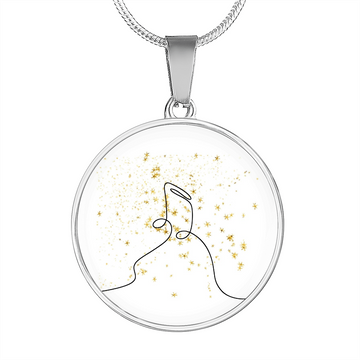 Music Notes Gold Stars | Circle Pendant Necklace | Gift for Musician
