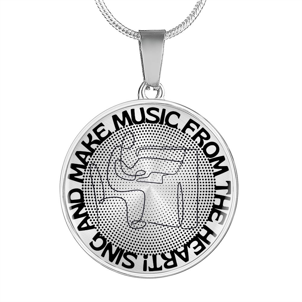 Sing & Make Music From The Heart | Piano | Dots | Necklace Circle Pendant