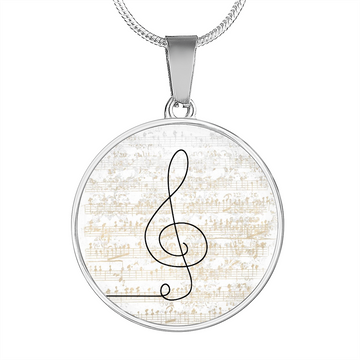 Music Clef Sheet Music | Circle Pendant Necklace | Gift for Musician
