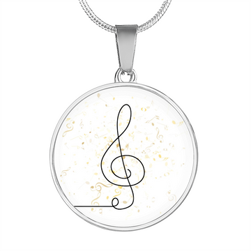 Music Clef Music Notes | Circle Pendant Necklace | Gift for Musician