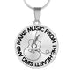 Sing & Make Music From The Heart | Guitar | Necklace Circle Pendant