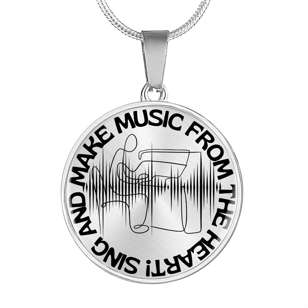 Sing & Make Music From The Heart | Piano | Sound Wave | Necklace Circle Pendant
