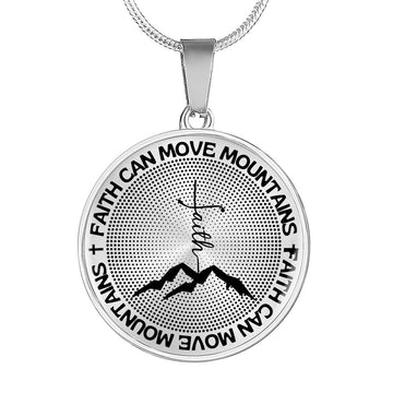 Faith Can Move Mountains | Mountains Faith | Dots | Necklace Circle Pendant