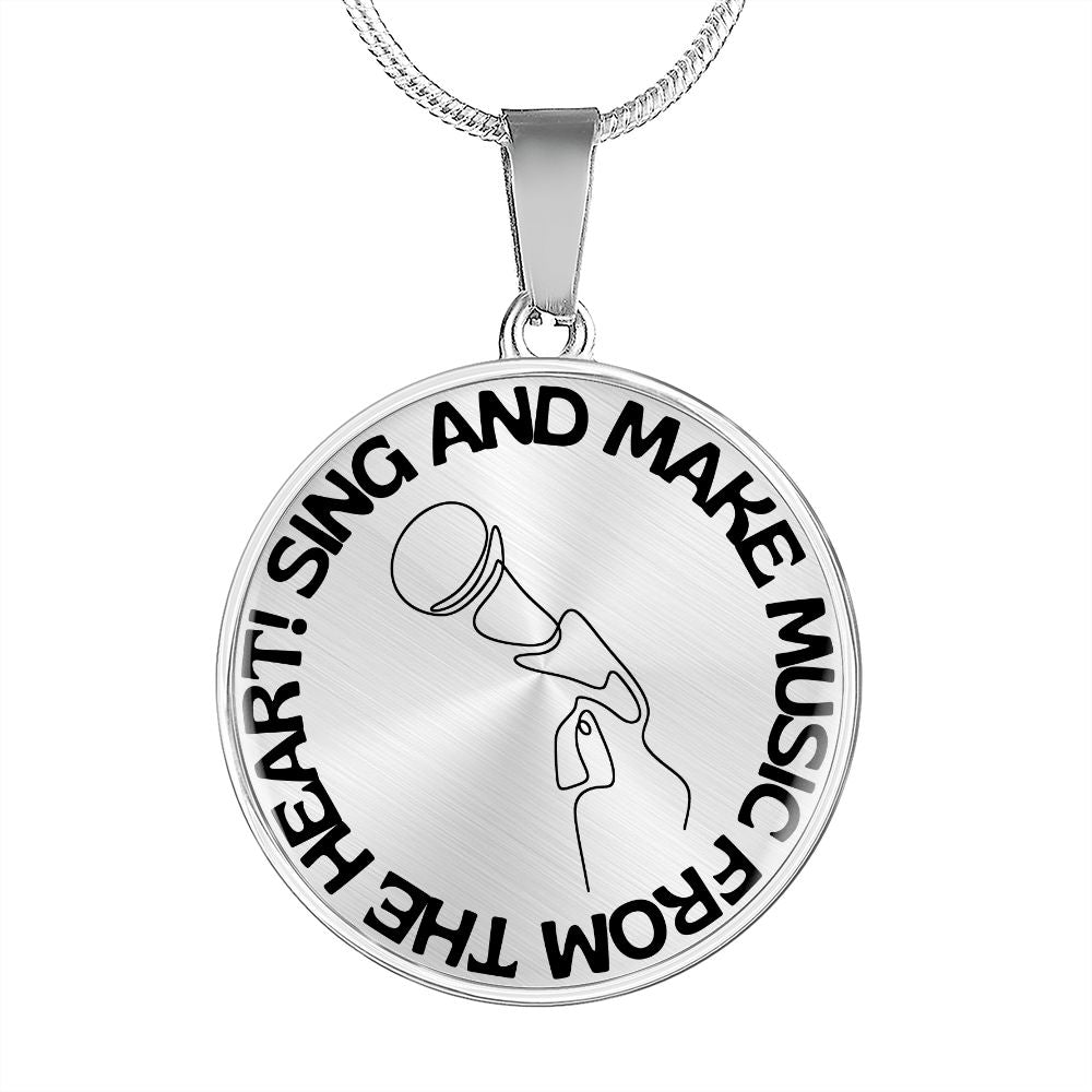 Sing & Make Music From The Heart | Mic | Necklace Circle Pendant