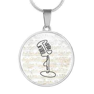 Vintage Microphone Sheet Music | Circle Pendant Necklace | Gift for Singer