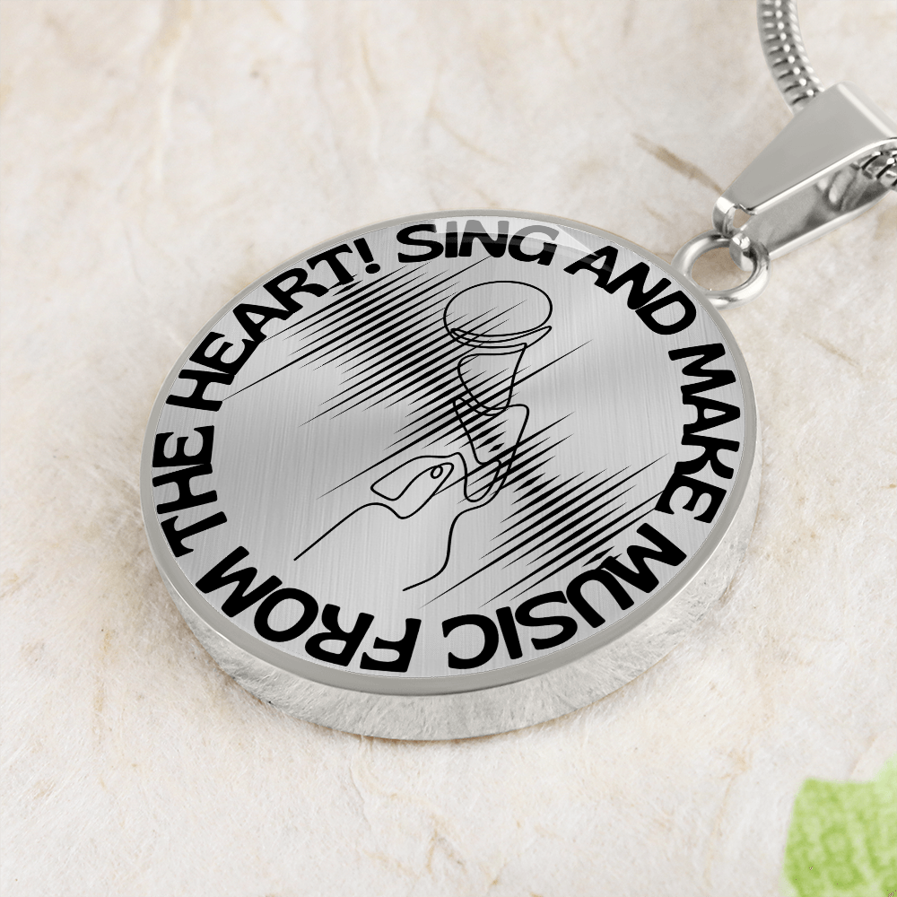 Sing & Make Music From The Heart | Mic | Sound Wave | Necklace Circle Pendant