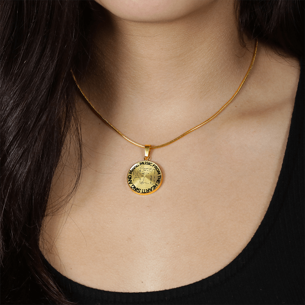 Sing & Make Music From The Heart | Piano | Necklace Circle Pendant