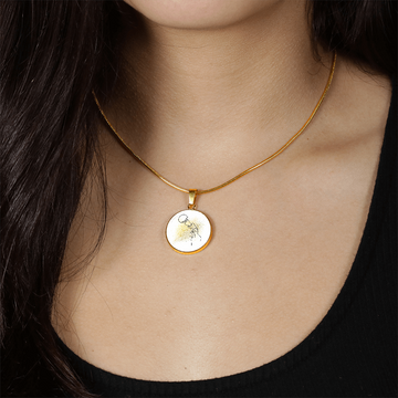 Microphone Gold Splatter | Circle Pendant Necklace | Gift for Singer