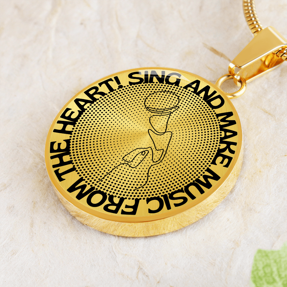 Sing & Make Music From The Heart | Mic | Dots | Necklace Circle Pendant