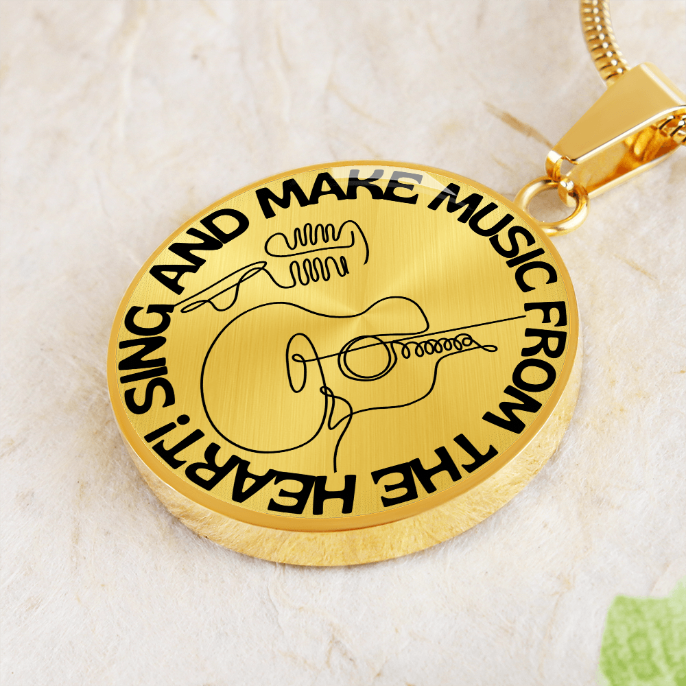 Sing & Make Music From The Heart | Guitar Mic | Necklace Circle Pendant