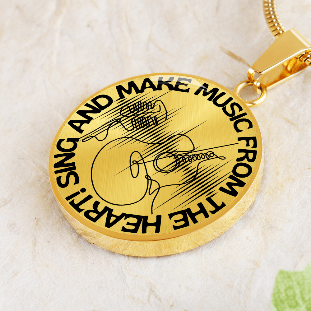 Sing & Make Music From The Heart | Guitar Mic | Sound Wave | Necklace Circle Pendant