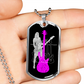 Dog Tag Necklace Black | Female Bassist Cutout | Bass Guitars | Pink Bass