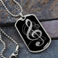 Dog Tag Necklace Black | G-clef Cutout | Headphones | Distressed
