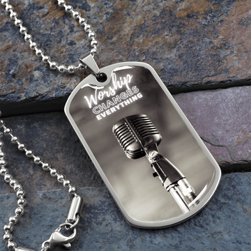 Worship Changes Everything | Microphone Grey | Dog Tag Necklace