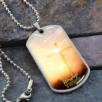 Worship YHWH | Cross | Dog Tag Necklace