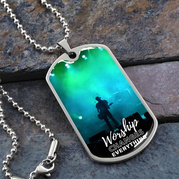 Worship Changes Everything | Electric Guitarist | Dog Tag Necklace