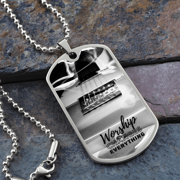 Worship Changes Everything | Electric Guitar Flame | Dog Tag Necklace