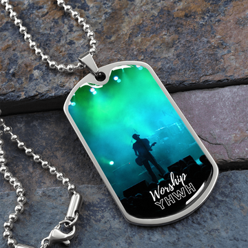 Worship YHWH | Electric Guitarist | Dog Tag Necklace