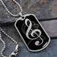 Dog Tag Necklace Black | G-clef Cutout | Headphones