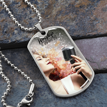 Worship YHWH | Female Singer with Mic | Dog Tag Necklace