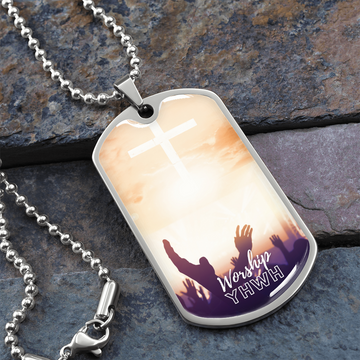 Worship YHWH | Raised Hands | Dog Tag Necklace