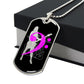 Dog Tag Necklace Black | Female Bassist Cutout | Bass Guitars | Pink Bass Clef