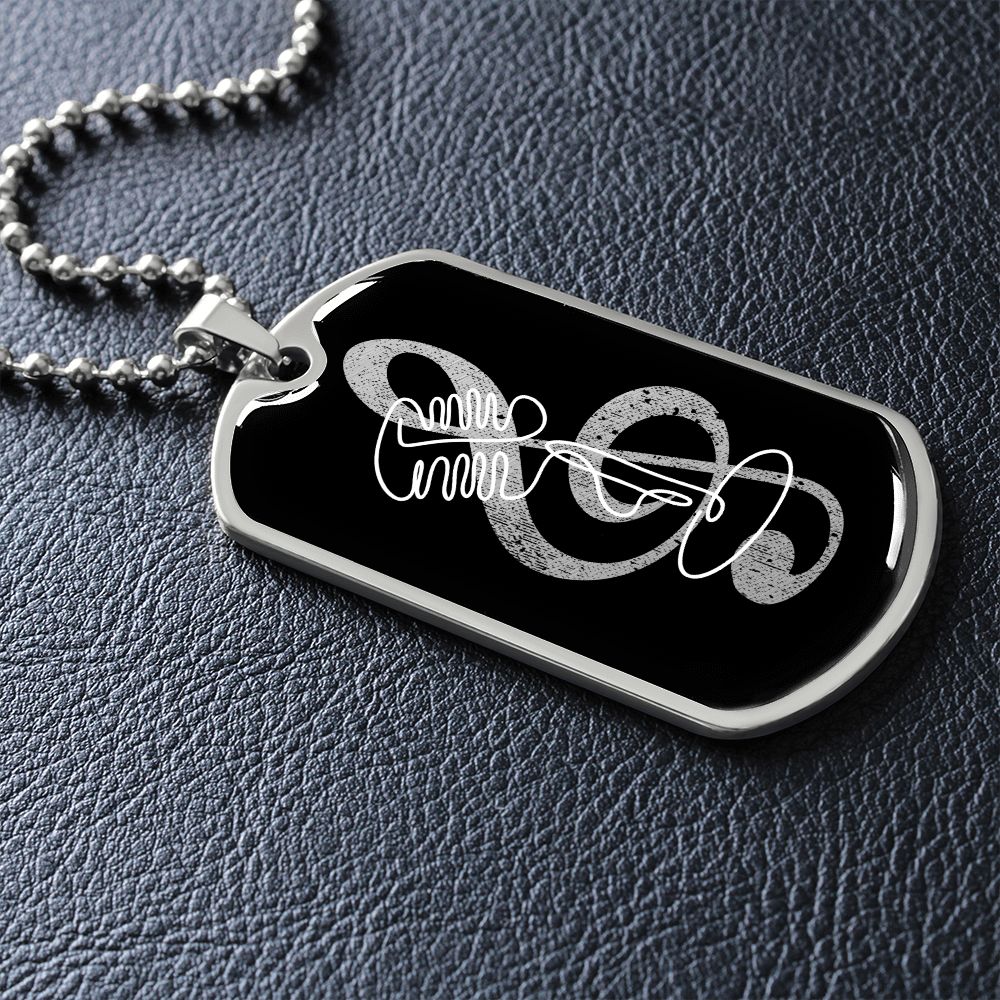 Dog Tag Necklace Black | G-clef Cutout | Vintage Mic | Distressed