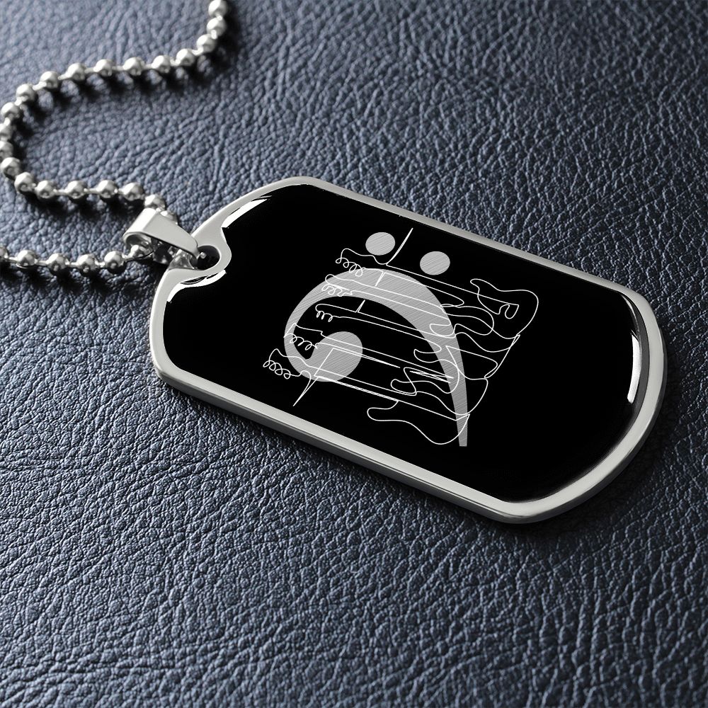 Dog Tag Necklace Black | Bass Clef Cutout | Basses