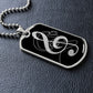 Dog Tag Necklace Black | G-clef Cutout | Headphones