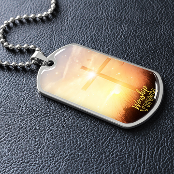 Worship YHWH | Cross | Dog Tag Necklace