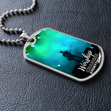 Worship Changes Everything | Electric Guitarist | Dog Tag Necklace