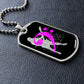 Dog Tag Necklace Black | Female Bassist Cutout | Bass Guitars | Pink Bass Clef