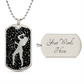 Dog Tag Necklace Black | Female Singer Cutout | Music Notes Cutout | Distressed