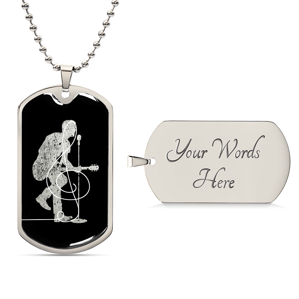 Dog Tag Necklace Black | Male Singer Cutout | Clef | Pink Clef