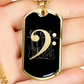 Dog Tag Necklace Black | Bass Clef Cutout | Basses