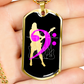 Dog Tag Necklace Black | Female Bassist Cutout | Bass Guitars | Pink Bass Clef