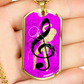 Dog Tag Necklace Pink | Female Singer Cutout | Mic | Black Clef