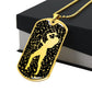 Dog Tag Necklace Black | Female Singer Cutout | Music Notes Cutout
