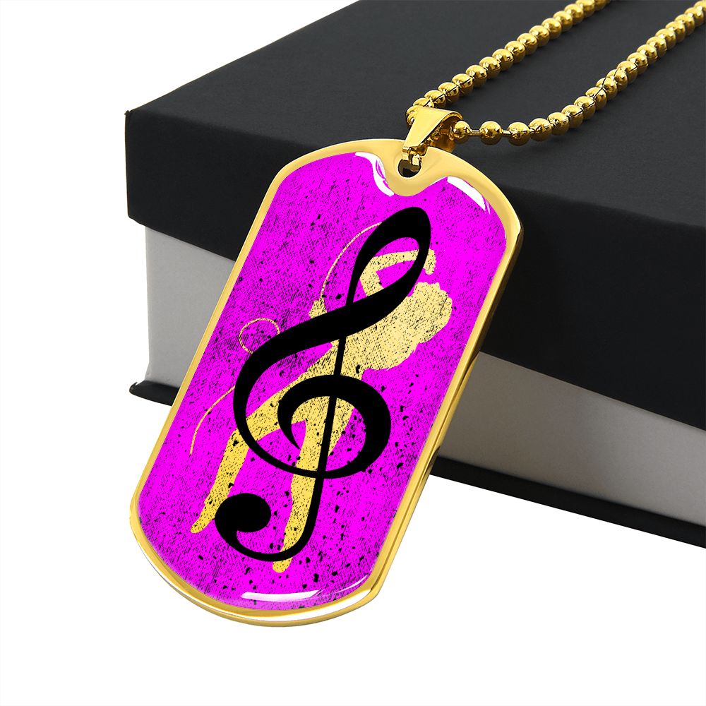 Dog Tag Necklace Pink | Female Singer Cutout | G-clef