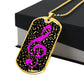 Dog Tag Necklace Black | Music Pattern Cutout  | Pink Clef