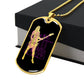 Dog Tag Black Necklace | Female Bassist Cutout | Pink Bass Guitars | Pink Bass Clef | Distressed