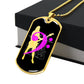 Dog Tag Necklace Black | Female Bassist Cutout | Bass Guitars | Pink Bass Clef