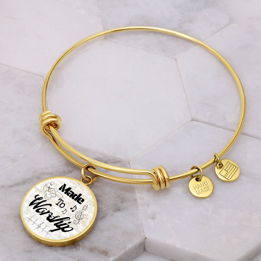 Made to Worship Gold Sheet Music | Bangle Circle Pendant | Drums | Gift for Drummer