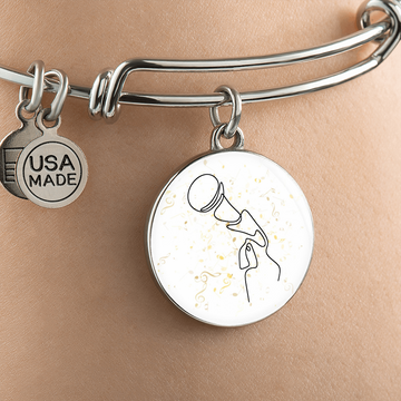 Microphone Music Notes | Circle Bangle | Gift for Singer