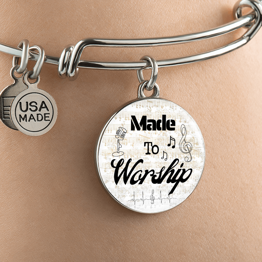 Made to Worship Gold Sheet Music | Bangle Circle Pendant | Microphone | Gift for Singer